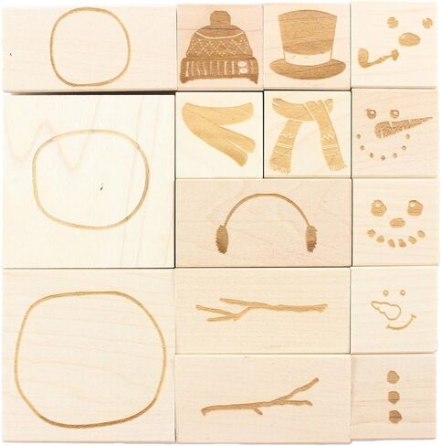 ExcelMark Create Your Own Snowman - Engraved Wood Rubber Stamp Set - 15 Pieces in Saudi Arabia