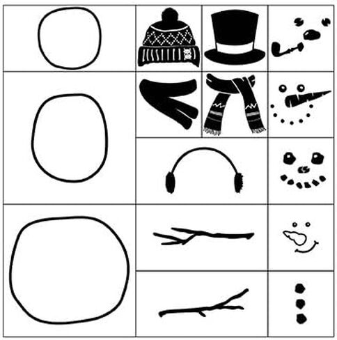 ExcelMark Create Your Own Snowman - Engraved Wood Rubber Stamp Set - 15 Pieces in Saudi Arabia