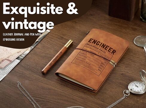 هدايا مهندس InnoBeta، مجموعة أقلام يومية للمهندسين في أعياد الميلاد، عيد الميلاد، دفتر ملاحظات فريد من نوعه، دفتر رسم، مذكرات سفر، مخطط مبطن، 7.8x5 بوصة، بني in Kuwait