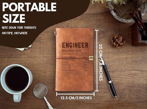 هدايا مهندس InnoBeta، مجموعة أقلام يومية للمهندسين في أعياد الميلاد، عيد الميلاد، دفتر ملاحظات فريد من نوعه، دفتر رسم، مذكرات سفر، مخطط مبطن، 7.8x5 بوصة، بني in Kuwait