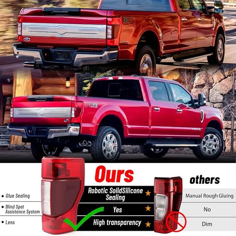 Tail Lights Taillights Assembly for 2020-2022 Ford F-250 F250 F-350 F350 Super Duty, Red Rear Brake Signal Plate Tail Lamp Replacement W/Bulb and Harness Replace F02800279 (Driver Side (Left)) in Saudi Arabia