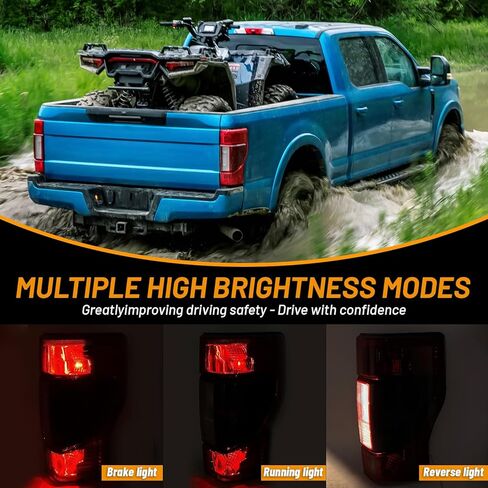 Tail Lights Taillights Assembly for 2020-2022 Ford F-250 F250 F-350 F350 Super Duty, Red Rear Brake Signal Plate Tail Lamp Replacement W/Bulb and Harness Replace F02800279 (Driver Side (Left)) in Saudi Arabia