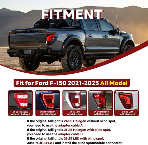 Tail Light For Ford F150 F-150 2021-2025 LED Taillights Assembly Compatible with F-150 All Models Smoke Lens Driver & Passenger Side Rear Lamps (1 Pair) in Saudi Arabia