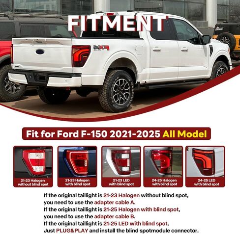 Tail Light For Ford F150 F-150 2021-2025 LED Taillights Assembly Compatible with F-150 All Models Smoke Lens Driver & Passenger Side Rear Lamps (1 Pair) in Saudi Arabia