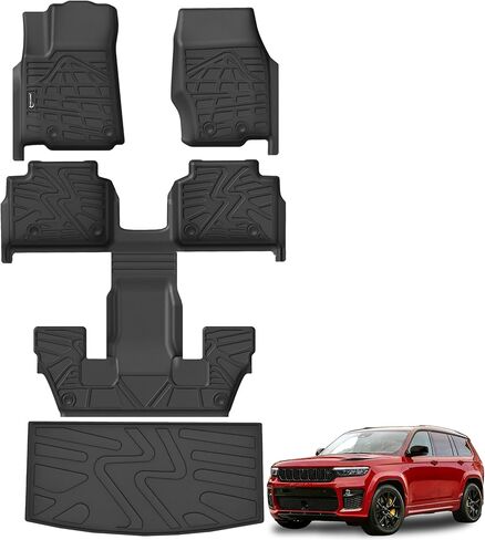 Floor Mats for Jeep Grand Cherokee L 2021-2025 (Only for 6-Seater Without Center Console), All Weather TPE Protection Floor Liners Cargo Mat Accessories in Saudi Arabia