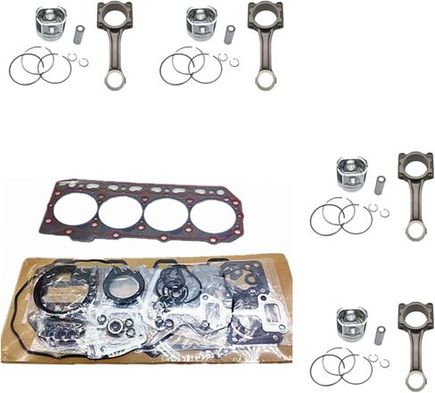 4set Piston Kit Connecting Rod + 1set Full Gasket Kit 102mm 5-12111-230-4 8-94169-765-0 Replacement for Isuzu 4BC2 4BC2T 4BC2-T Engine 3.3L NKR NPR ELF Truck Iseki SX65 T6000 T6010 tractor in Saudi Arabia