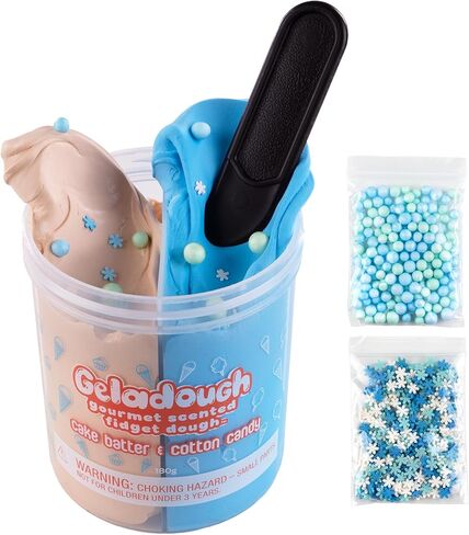 (Cake Batter & Cotton Candy Scented) - Sensory Fidget Dough – Non-Sticky & No Residue Putty with Mix-Ins & Spoon, 180g – Stress Relief & Aromatherapy Toy for Kids & Adults in Saudi Arabia