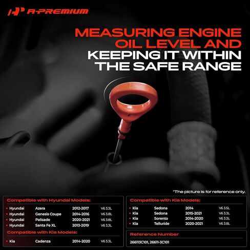 A-Premium Engine Oil Dipstick Compatible with Kia Sorento 2014-2020, Sedona 2014-2021, Telluride, Cadenza & Hyundai Santa Fe XL, Genesis Coupe, Palisade, Azera, Engine Oil Measuring Rod Dip Stick in Saudi Arabia
