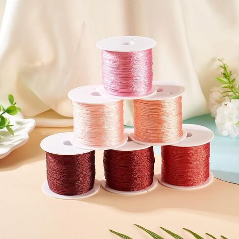 6 Rolls Polyester Metallic Cord Ropes 0.4mm Chinese Knotting Beading Thread for DIY Bracelets Pendants Macrame Tassel Making 54.68 Yards/Roll in Saudi Arabia