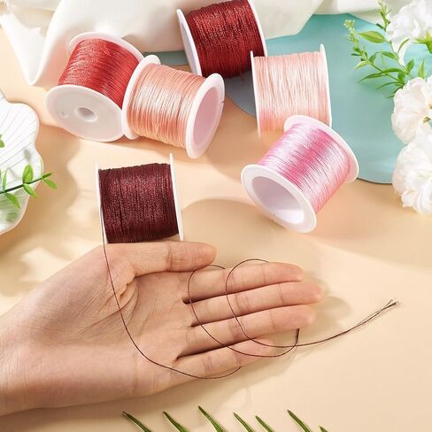6 Rolls Polyester Metallic Cord Ropes 0.4mm Chinese Knotting Beading Thread for DIY Bracelets Pendants Macrame Tassel Making 54.68 Yards/Roll in Saudi Arabia