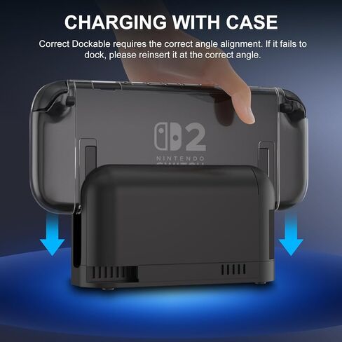 Switch Clear Case, Dockable Protective Hard Cover Case for Nintendo Switch and Soft TPU Grip Case for Joy-Con with Tempered Glass Screen Protector and Thumb Stick Caps in Saudi Arabia