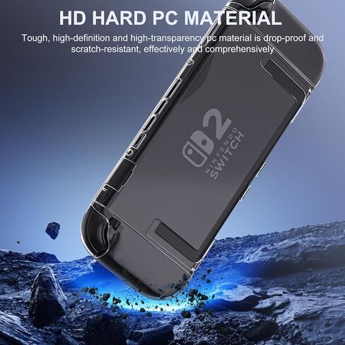 Switch Clear Case, Dockable Protective Hard Cover Case for Nintendo Switch and Soft TPU Grip Case for Joy-Con with Tempered Glass Screen Protector and Thumb Stick Caps in Saudi Arabia