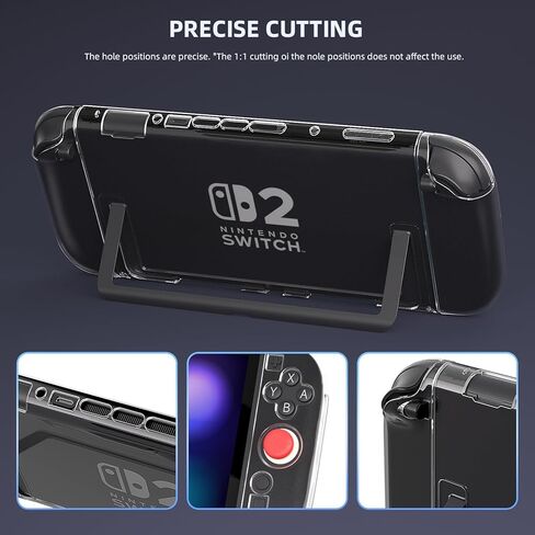 Switch Clear Case, Dockable Protective Hard Cover Case for Nintendo Switch and Soft TPU Grip Case for Joy-Con with Tempered Glass Screen Protector and Thumb Stick Caps in Saudi Arabia