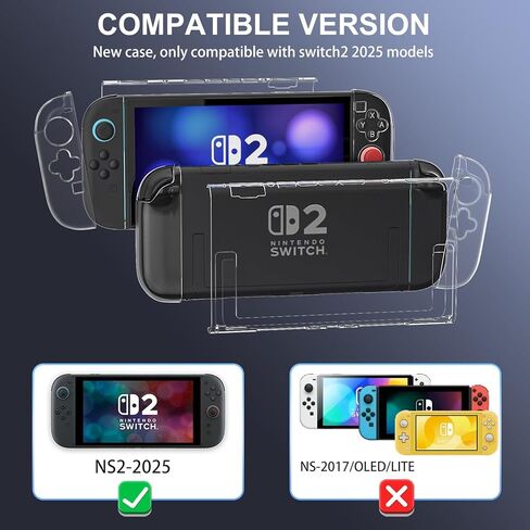 Switch Clear Case, Dockable Protective Hard Cover Case for Nintendo Switch and Soft TPU Grip Case for Joy-Con with Tempered Glass Screen Protector and Thumb Stick Caps in Saudi Arabia