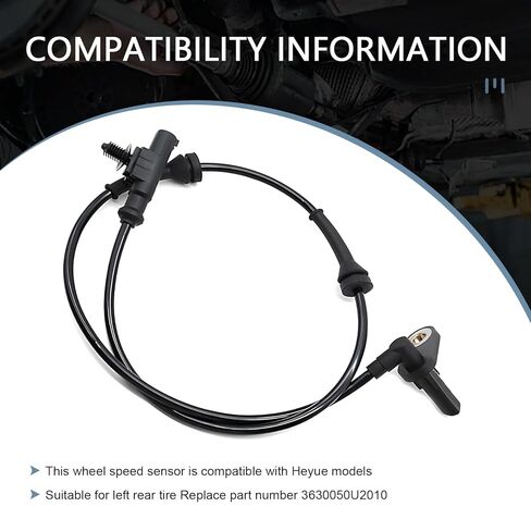 Car ABS Wheel Speed Sensor, Anti-Lock Brake System Sensor, Replace for OEM #3630050U2010, Compatible with Heyue (Black) in Saudi Arabia