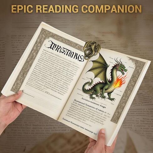 مقاطع مجلة حامل الصفحة - إشارة التنين المرجعية للقراءة والكتابة بدون استخدام اليدين. تصميم عتيق يمنع تجاعيد الصفحة. هدية مثالية لمحبي الكتب والكتاب وعشاق الخيال. in Kuwait