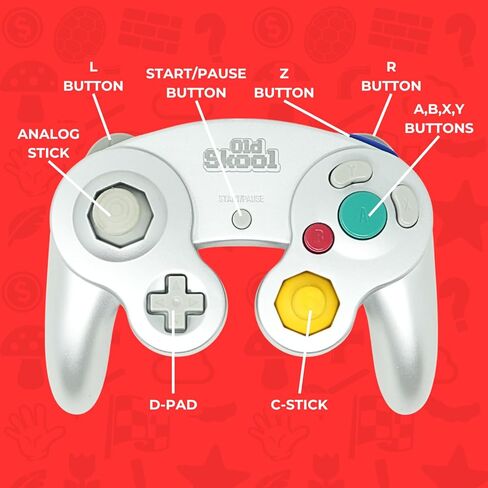 Old Skool Controller Compatible with Gamecube/Wii - Orange (Spice) in Kuwait