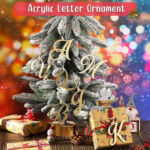 Jetec 30 Pieces Christmas Stocking Tags Stocking Letter Signs Gift Tags Acrylic Letter Ornament Acrylic Paw Ornament Christmas Stocking Letter Tags for for Christmas Stocks Decor (Gold) in Saudi Arabia