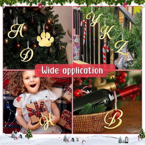 Jetec 30 Pieces Christmas Stocking Tags Stocking Letter Signs Gift Tags Acrylic Letter Ornament Acrylic Paw Ornament Christmas Stocking Letter Tags for for Christmas Stocks Decor (Gold) in Saudi Arabia