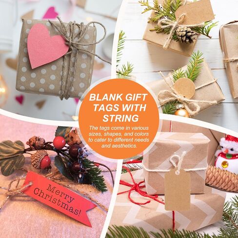 PATIKIL 100 Pcs Blank Gift Tags with String, 2.8x0.8 Inch Kraft Paper Tags Gift Bags Tags Flag Label with Holes for Wedding Holiday Party Favor Clothes Craft, White in Saudi Arabia