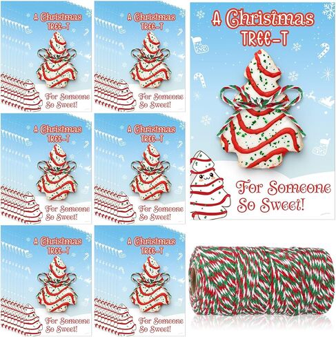 50 Pcs Christmas Tree Cake Gift Tags Holiday Treat Bag Tag with String Xmas Paper Gift Tags for Christmas Tree Presents, Holiday Gifts Classroom Favor in Saudi Arabia