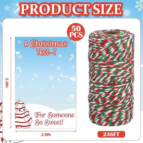 50 Pcs Christmas Tree Cake Gift Tags Holiday Treat Bag Tag with String Xmas Paper Gift Tags for Christmas Tree Presents, Holiday Gifts Classroom Favor in Saudi Arabia