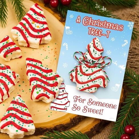 50 Pcs Christmas Tree Cake Gift Tags Holiday Treat Bag Tag with String Xmas Paper Gift Tags for Christmas Tree Presents, Holiday Gifts Classroom Favor in Saudi Arabia