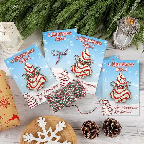 50 Pcs Christmas Tree Cake Gift Tags Holiday Treat Bag Tag with String Xmas Paper Gift Tags for Christmas Tree Presents, Holiday Gifts Classroom Favor in Saudi Arabia