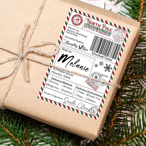 Personalized North Pole Christmas Stickers from Santa - 4"x6" - 3 Designs, Self Adhesive Christmas Gift Tag, Xmas Present Box Stickers for Kids, Family in Saudi Arabia