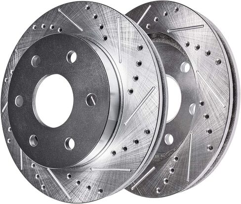 محور ديترويت - مجموعة فرامل خلفية ذات 6 عروات لسيارة Ford F-150 2004-2011، 2006-2008 Lincoln Mark LT دوارات فرامل قرصية محفورة ومشقوقة استبدال وسادات الفرامل السيراميكية: دوار 13.69 بوصة in Saudi Arabia