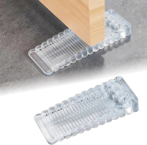 2-Pack Rubber Door Stopper Wedge,Door Stoppers for Bottom of Doors,Security Sturdy Stackable Doorstops/Large-Grey in Saudi Arabia