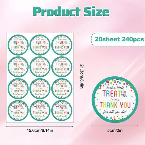 240 Pcs Thank You for All You Do Stickers, 2 Inch Round Thanks Stickers for Packaging, Colorful Dots Appreciation Sticker for Gift Tags, Envelope Seals, Reward Labels, Party Favors in Saudi Arabia