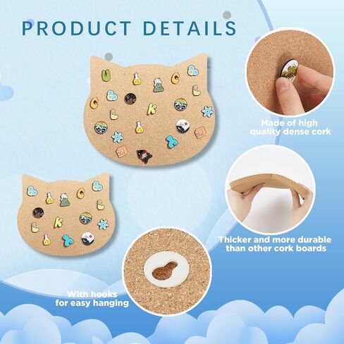 Cat Pin Board Cork Board 11.8 * 7.9inch Two Size Display Board Wall Mounted Cork Board for Brooch Pin Storage, Office Home Festival Valentine's Decor (Two Cats) in Saudi Arabia
