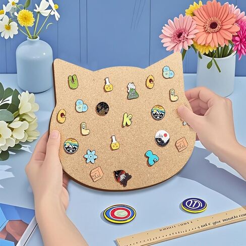 Cat Pin Board Cork Board 11.8 * 7.9inch Two Size Display Board Wall Mounted Cork Board for Brooch Pin Storage, Office Home Festival Valentine's Decor (Two Cats) in Saudi Arabia