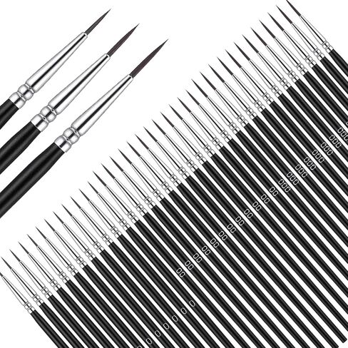 QFGasre Tiny Detail Paint Brushes, 36 Pcs Fine Tip Paint Brushes Set with 3 Sizes #0#00#000 Liner Brush Micro Small Painting Brush for Miniature Model Crafts Watercolor Acrylics Oil Art Face Painting in Saudi Arabia