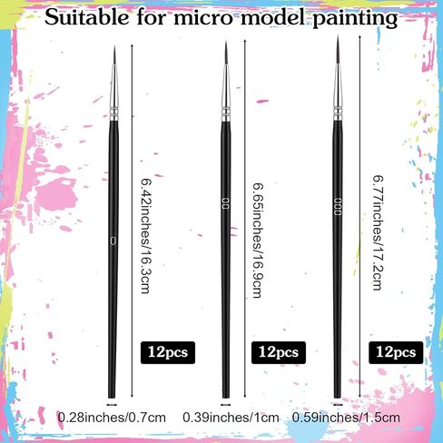 QFGasre Tiny Detail Paint Brushes, 36 Pcs Fine Tip Paint Brushes Set with 3 Sizes #0#00#000 Liner Brush Micro Small Painting Brush for Miniature Model Crafts Watercolor Acrylics Oil Art Face Painting in Saudi Arabia