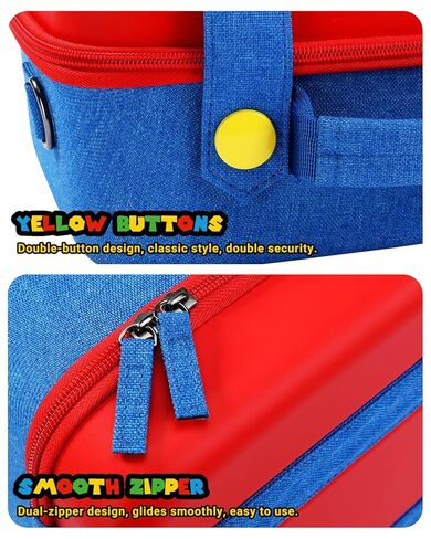 FUNLAB Switch Carrying Case Compatible with Nintendo Switch/OLED, Hard Shell Switch Case Cute Switch Travel Case with 14 Games Holder for Switch and Accessories - Red & Blue in Kuwait