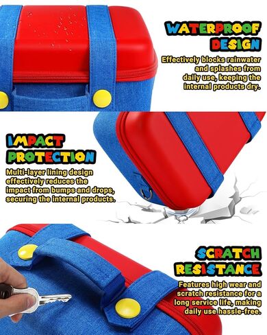 FUNLAB Switch Carrying Case Compatible with Nintendo Switch/OLED, Hard Shell Switch Case Cute Switch Travel Case with 14 Games Holder for Switch and Accessories - Red & Blue in Kuwait