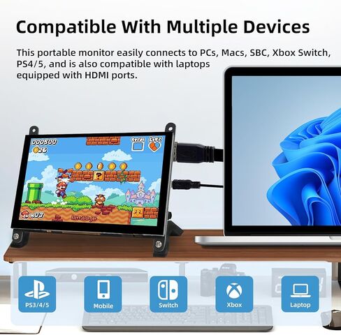 شاشة Raspberry Pi مقاس 5 بوصات، شاشة تعمل باللمس سعوية 800x480 HDMI IPS شاشة لـ Raspberry Pi 5 4 3 2 Zero BB، خالية من السائق in Kuwait