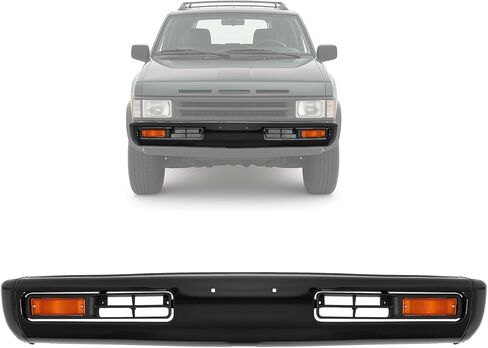 KUAFU 7Pcs Front Bumper Kit Compatible with 1993-1997 Nissan D21 Pickup & Pathfinder Model Bumper Face Bar, End Cap, Light Bezel Assembly w/Amber Lens Turn Signal Light Steel + Plastic Silvery + Black in Saudi Arabia