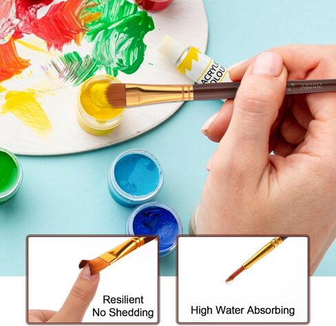 6 قطع من فرش الألوان المائية السمور الاحترافية، مجموعة فرش رسم الوجه للفنانين المحترفين مجموعة متنوعة من الأشكال مع مجموعة مكياج فنية مسطحة للجسم للرسم بأحبار الغواش الأكريليك المائية in Kuwait