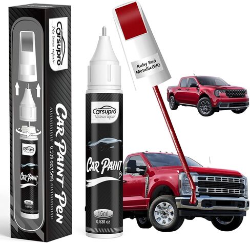 Ruby Red Metallic(RR) for Ford Touch Up Paint Pen, 2 in 1 Car Scratch Remover with Pen Tip and Brush, Precise Color Match for Car Paint Scratch Repair, Quickly and Easily Fix Chips and Nicks in Saudi Arabia