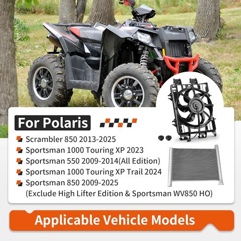 Radiator & Fan-Assembly For Polaris Sportsman 550 850 1000 Scrambler 850 2009-2025 1240404 2411578 2415279 in Saudi Arabia