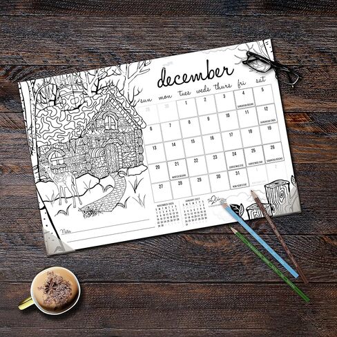 Time2Color 2026 Home Edition Desk Blotter/تقويم تلوين الحائط (19 بوصة × 13 بوصة): موضوع الفصول in Saudi Arabia