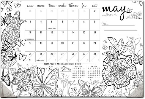 Time2Color 2026 Home Edition Desk Blotter/تقويم تلوين الحائط (19 بوصة × 13 بوصة): موضوع الفصول in Saudi Arabia