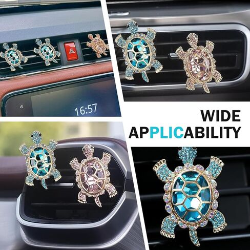 Turtle Car Accessories, Cute Turtle Air Fresheners Diffuser Vent Clip, Crystal Rhinestone Auto Air Conditioning Outlet Clip, Sea Turtles Car Decorative for Women (Blue, 2PCS) in Saudi Arabia