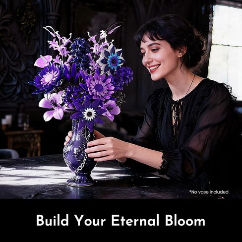 Dahlia Flower Bouquet Building Set for Adults, Christmas Creative Gift for Women Girlfriend Gothic Botanical Collection - Buildable Purple Artificial Floral for Home or Office Decor (609 PCS) in Saudi Arabia