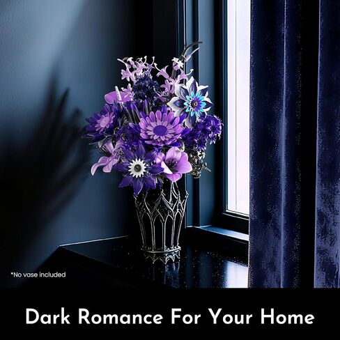 Dahlia Flower Bouquet Building Set for Adults, Christmas Creative Gift for Women Girlfriend Gothic Botanical Collection - Buildable Purple Artificial Floral for Home or Office Decor (609 PCS) in Saudi Arabia