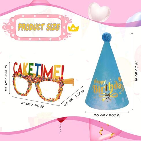 Birthday Party Hats and Sunglasses Set, Square Birthday Girl Sunglasses Party Favors Accessories in Saudi Arabia