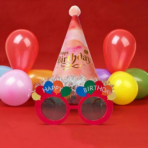 Birthday Party Hats and Sunglasses Set, Square Birthday Girl Sunglasses Party Favors Accessories in Saudi Arabia